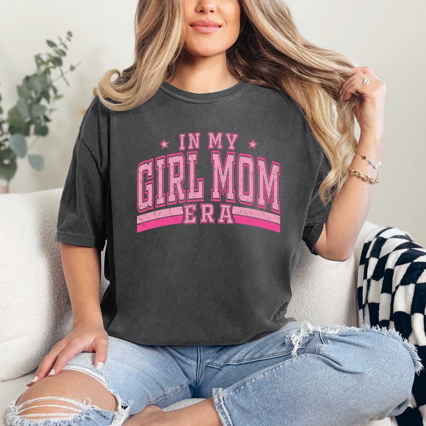 Girl Mom Era Varsity | Garment Dyed Tee