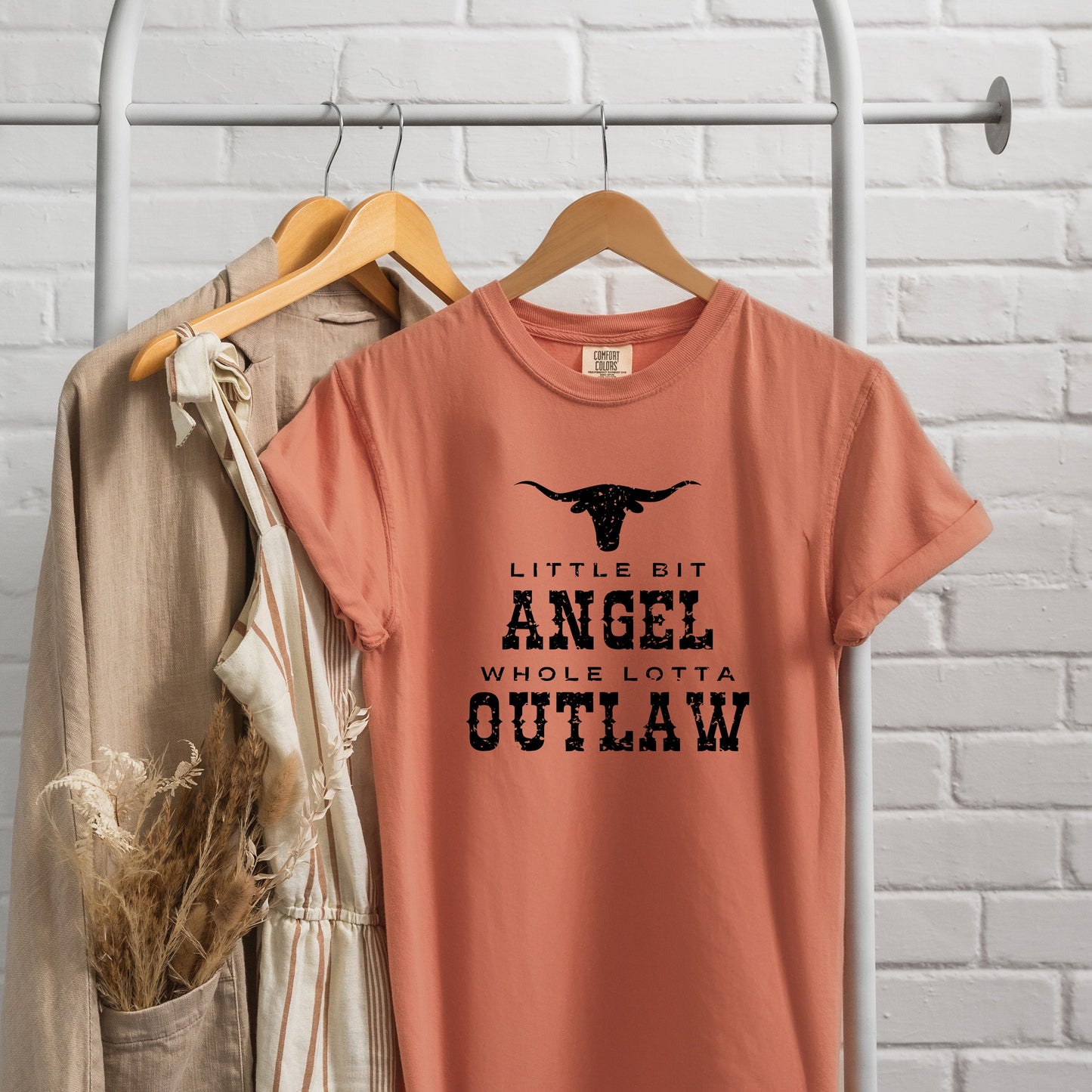 Little Bit Angel Horns | Garment Dyed Tee