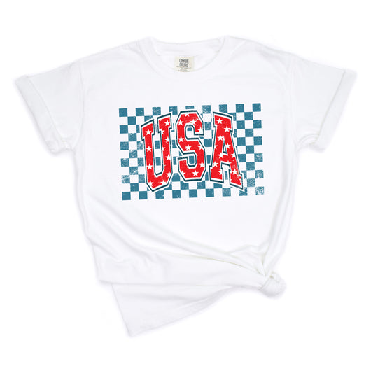 USA Checkered Stars | Garment Dyed Short Sleeve Tee