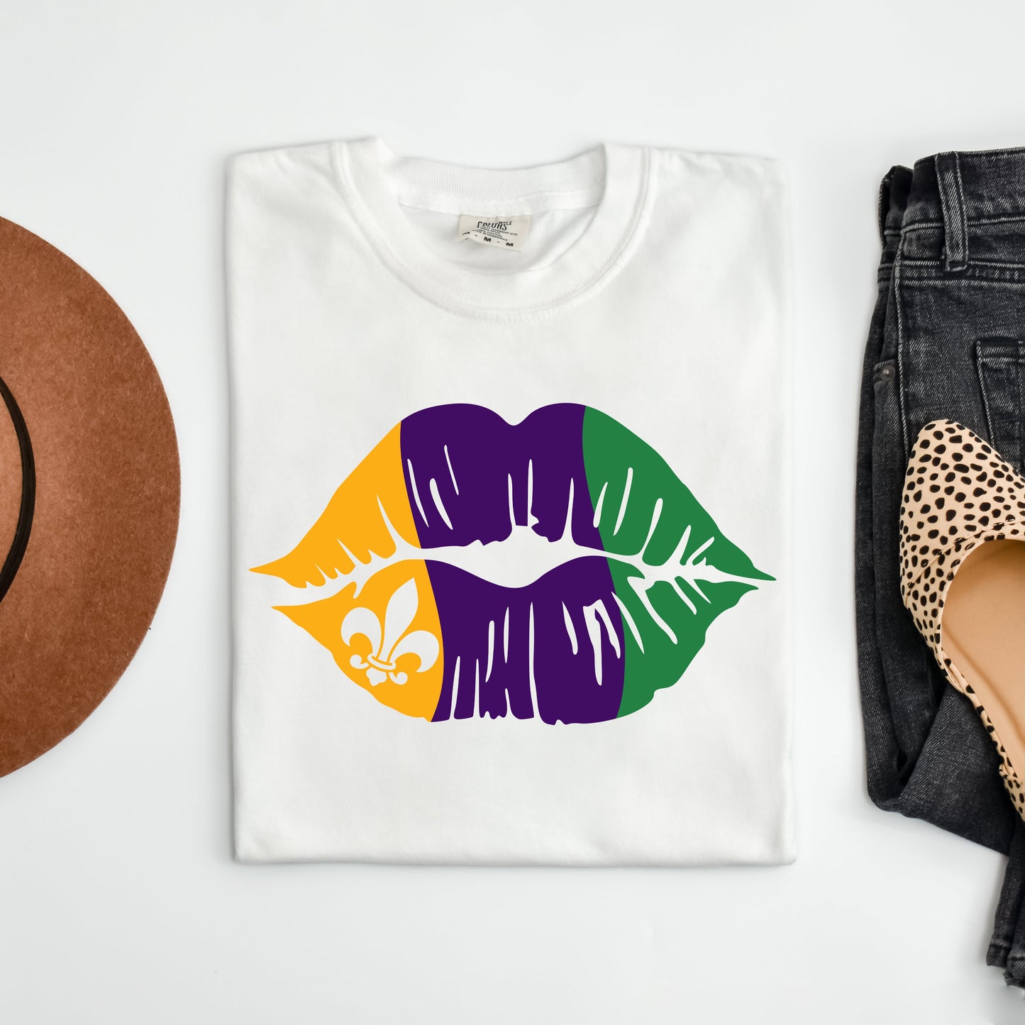 Mardi Gras Lips | Garment Dyed Tee