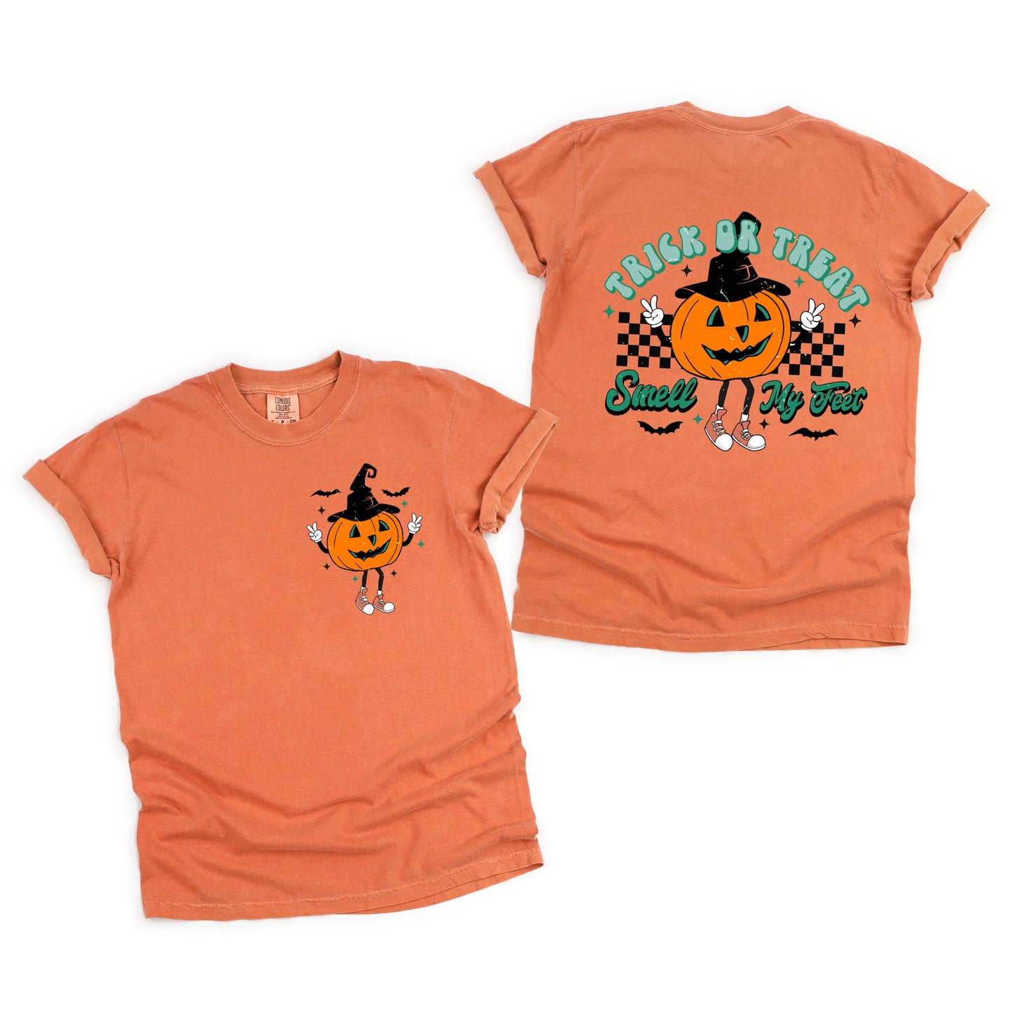 Smell My Feet Pumpkin | Garment Dyed Tee | Front and Back Ink