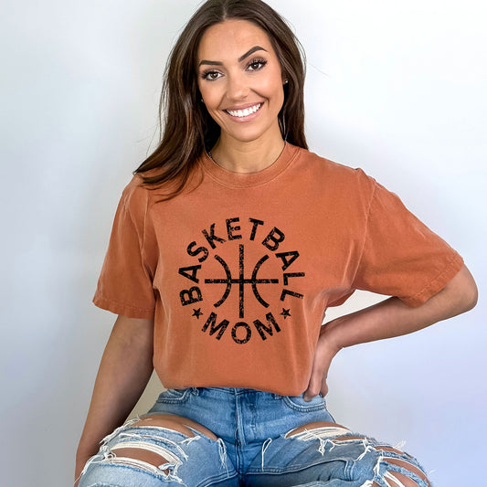 Basketball Mom Distressed | Garment Dyed Short Sleeve Tee