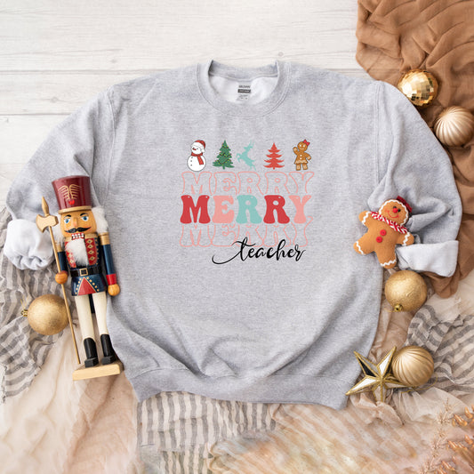 Merry Stacked Teacher | Sweatshirt