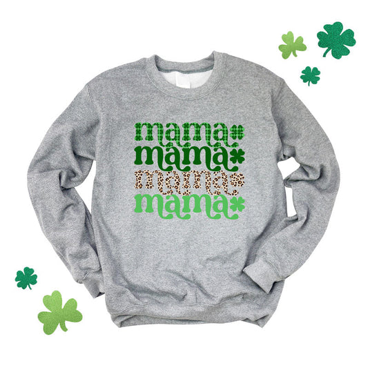 Lucky Mama Plaid Leopard Stacked | Sweatshirt