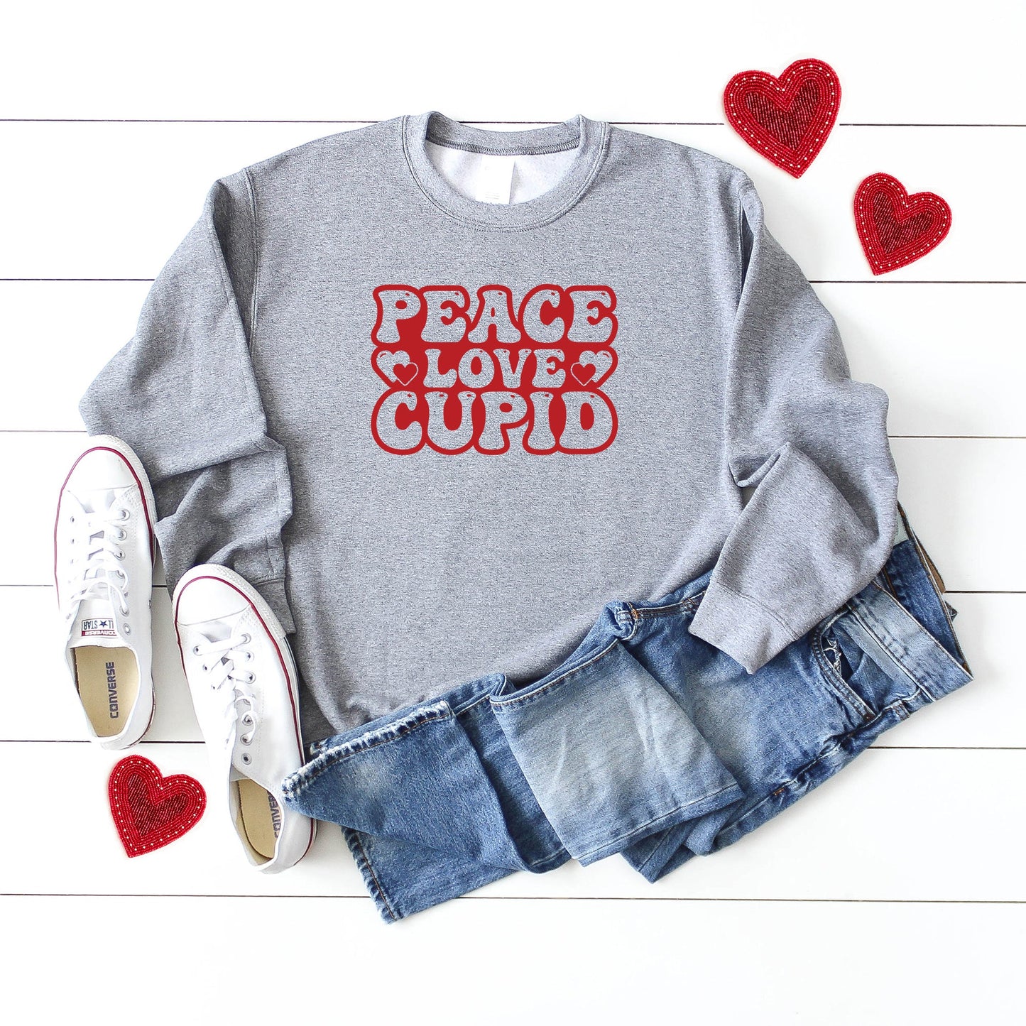 Peace Love Cupid Balloon Letters | Sweatshirt