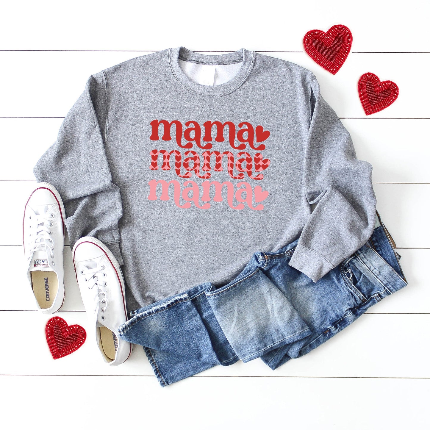 Mama Stacked Hearts | Sweatshirt
