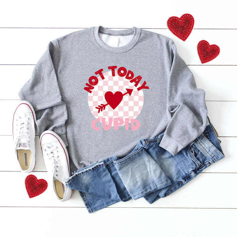 Not Today Cupid Checkered | Sweatshirt