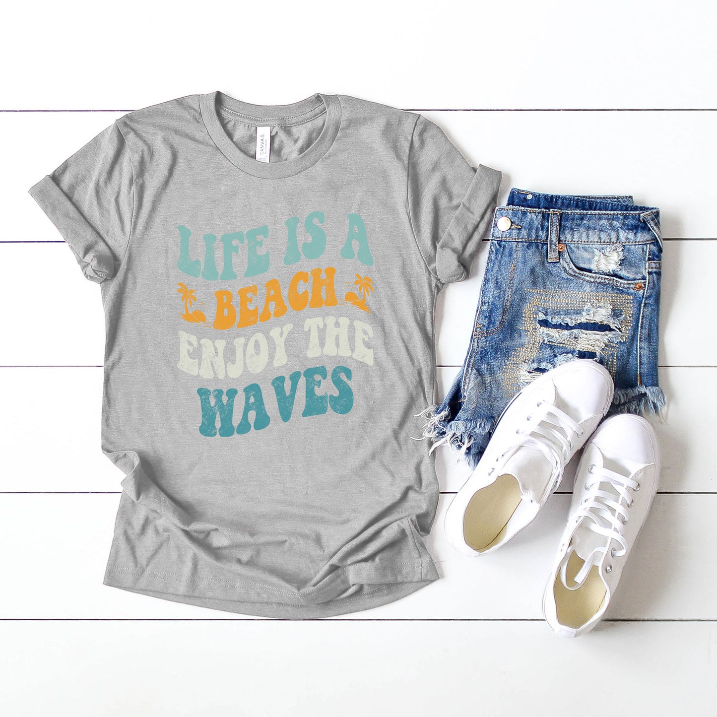 Enjoy The Waves Distressed | Short Sleeve Crew Neck