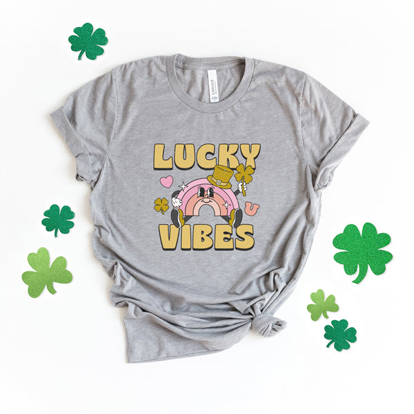 Lucky Vibes Cartoon Rainbow | Short Sleeve Graphic Tee