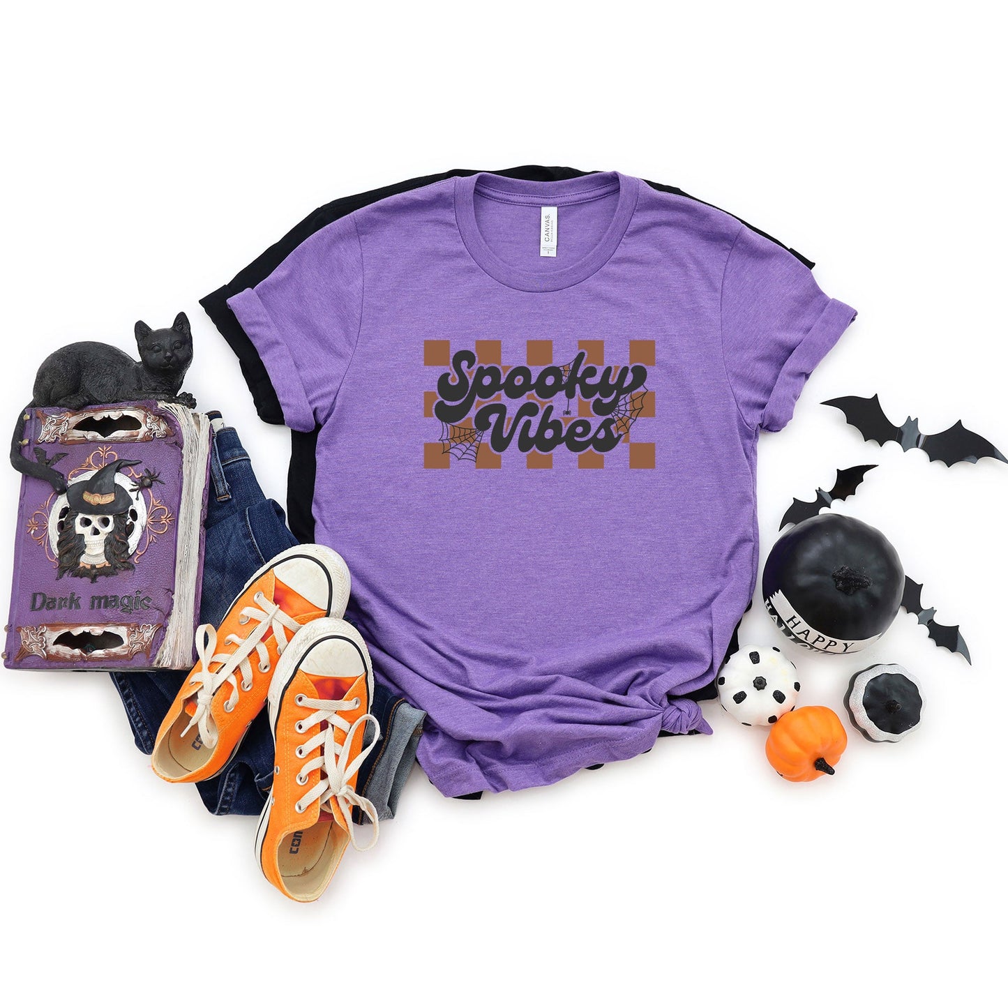 Checkered Spooky Vibes | Short Sleeve Graphic Tee