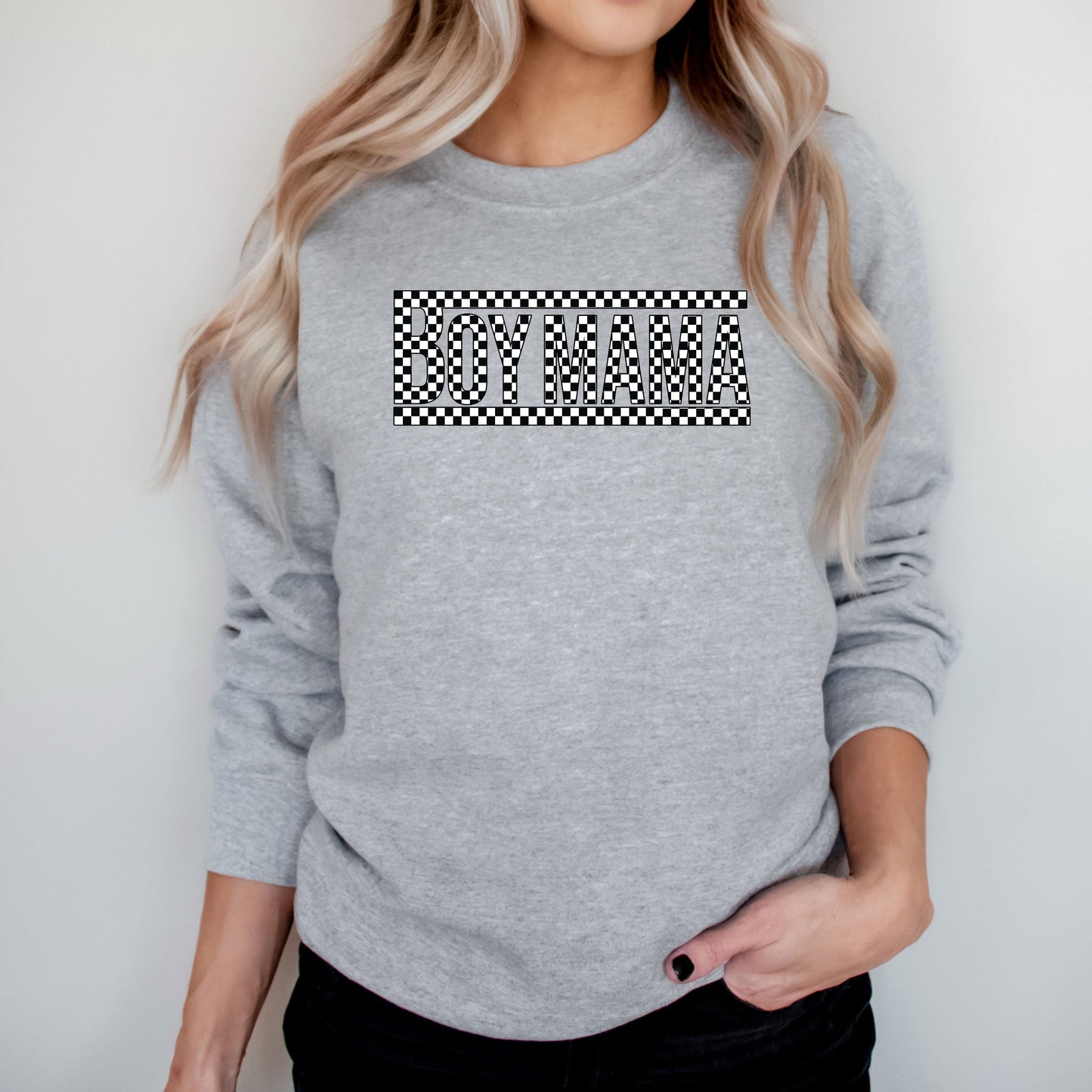 Boy Mama Checkered Box | Sweatshirt