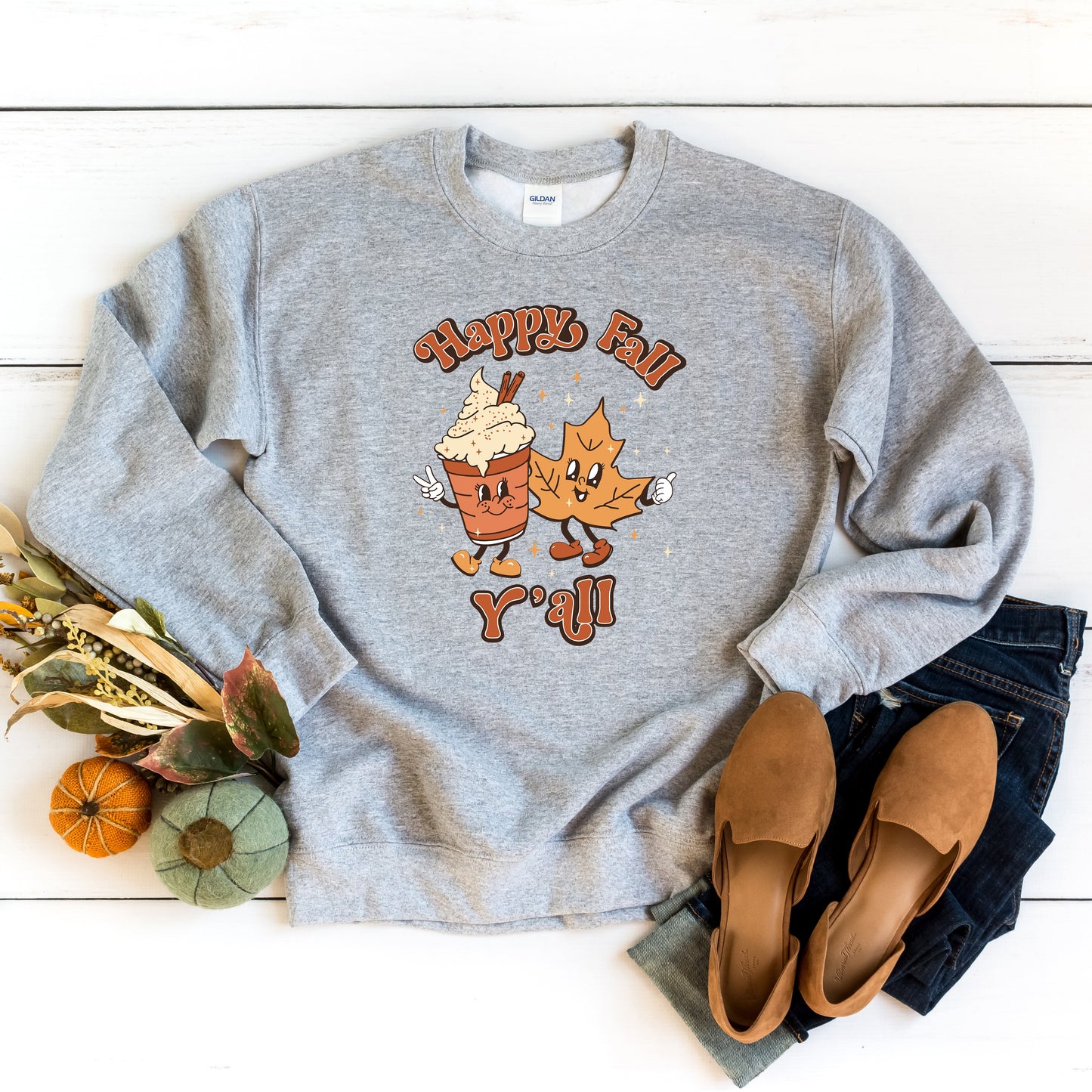 Retro Happy Fall Ya'll Leaf | Sweatshirt