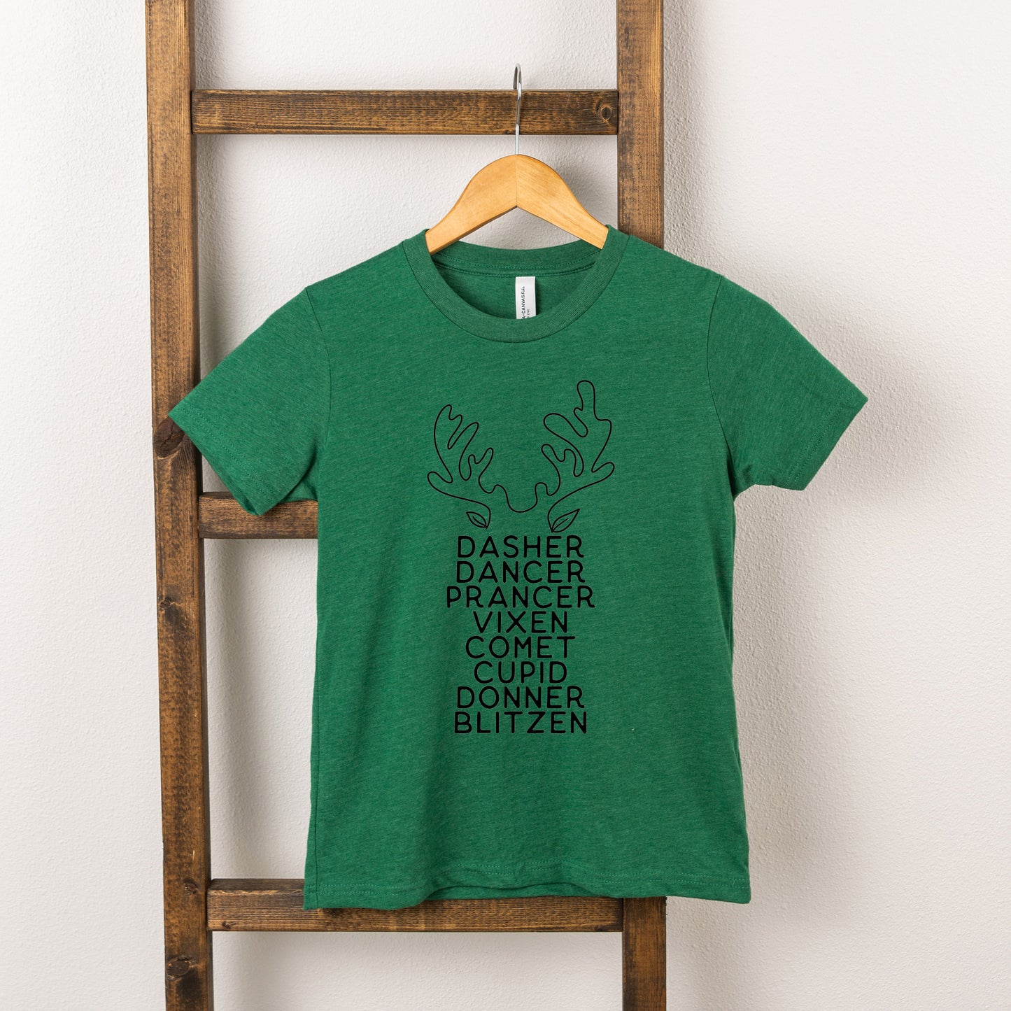 Reindeer Names Antlers | Youth Short Sleeve Crew Neck