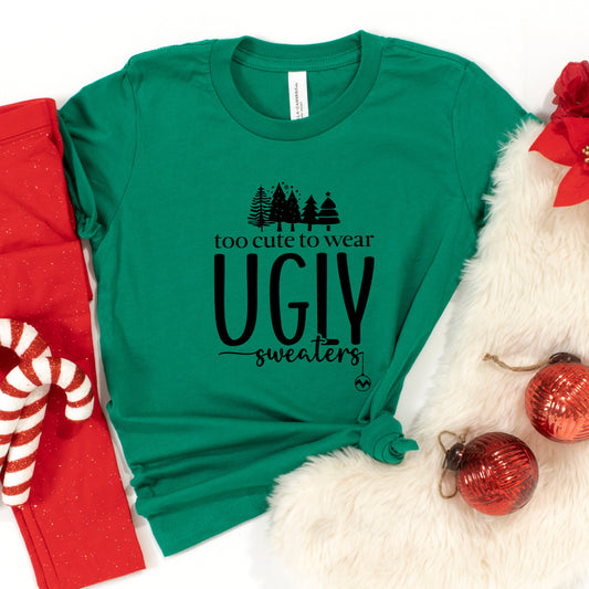 Too Cute For Ugly Sweaters | Youth Short Sleeve Crew Neck