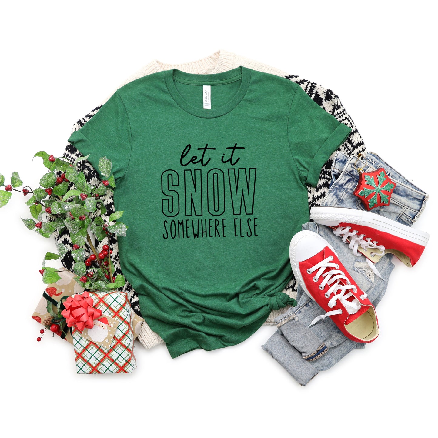 Let It Snow Somewhere Block | Short Sleeve Crew Neck