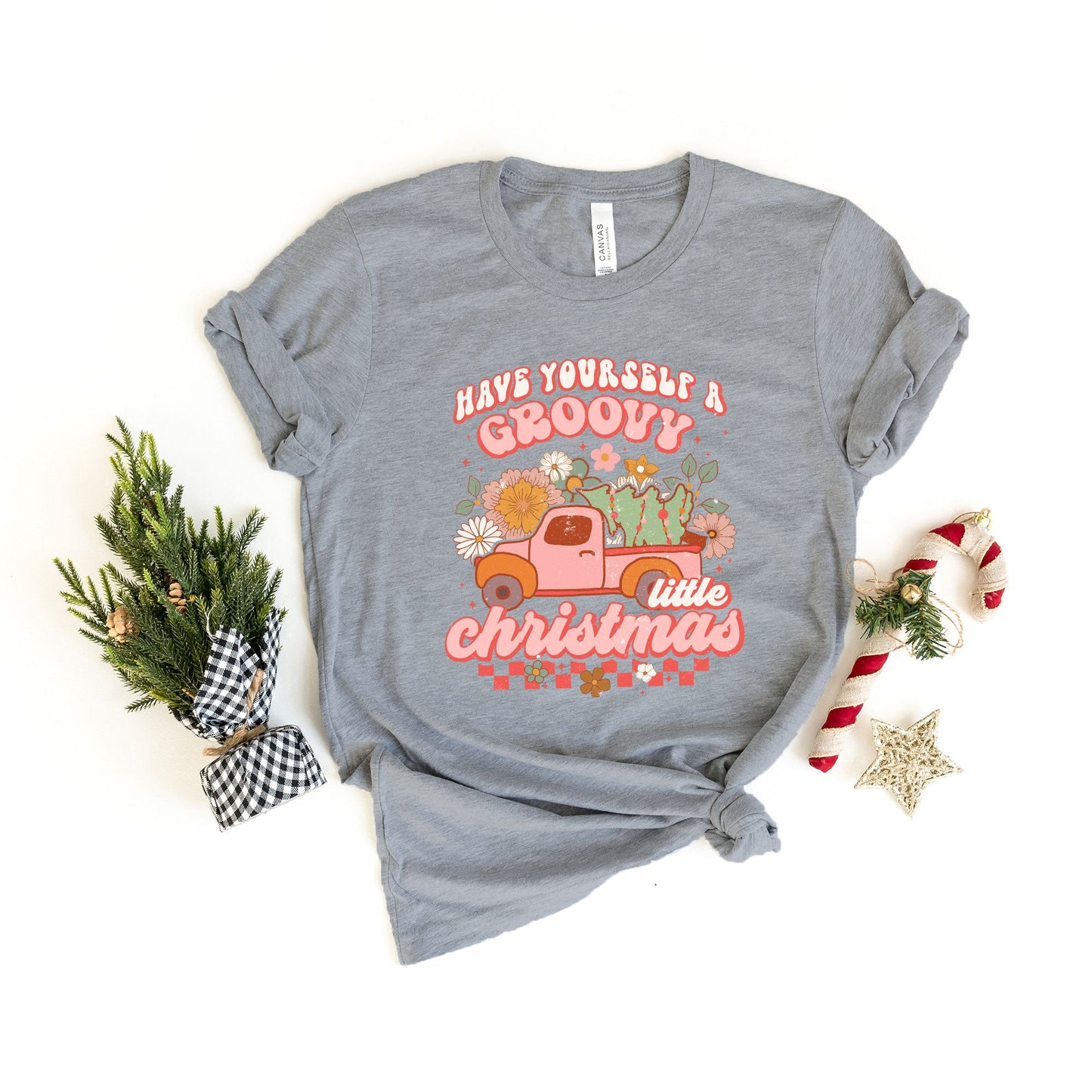 Groovy Little Christmas Truck | Short Sleeve Graphic Tee