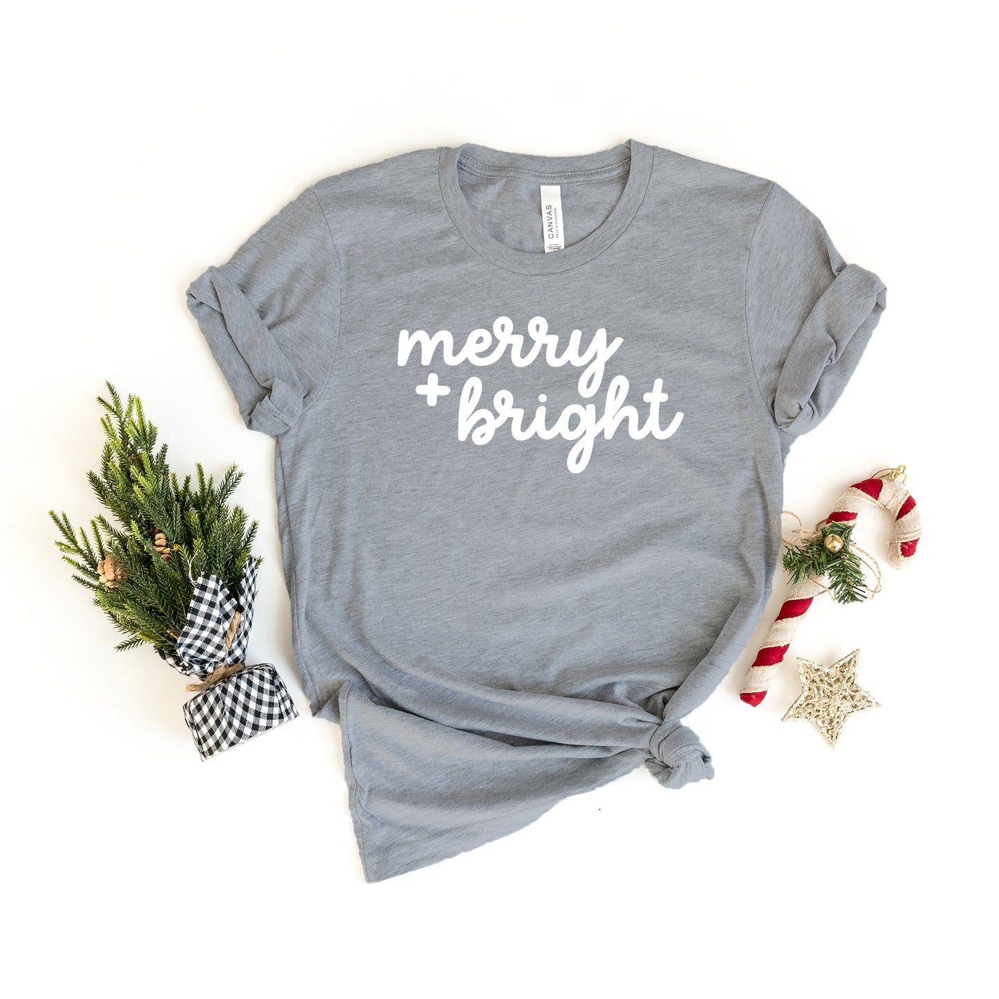 Merry and Bright Bold Cursive | Short Sleeve Crew Neck