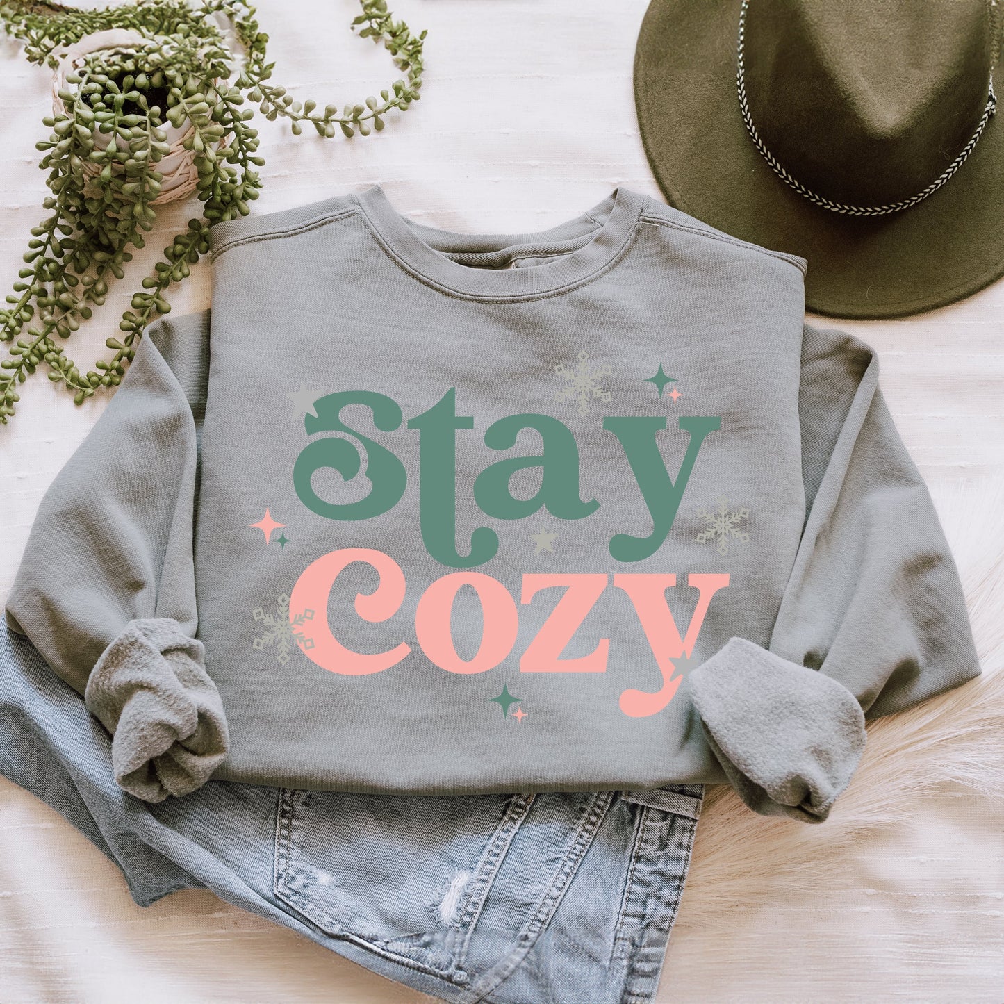 Stay Cozy Snowflake | Garment Dyed Sweatshirt