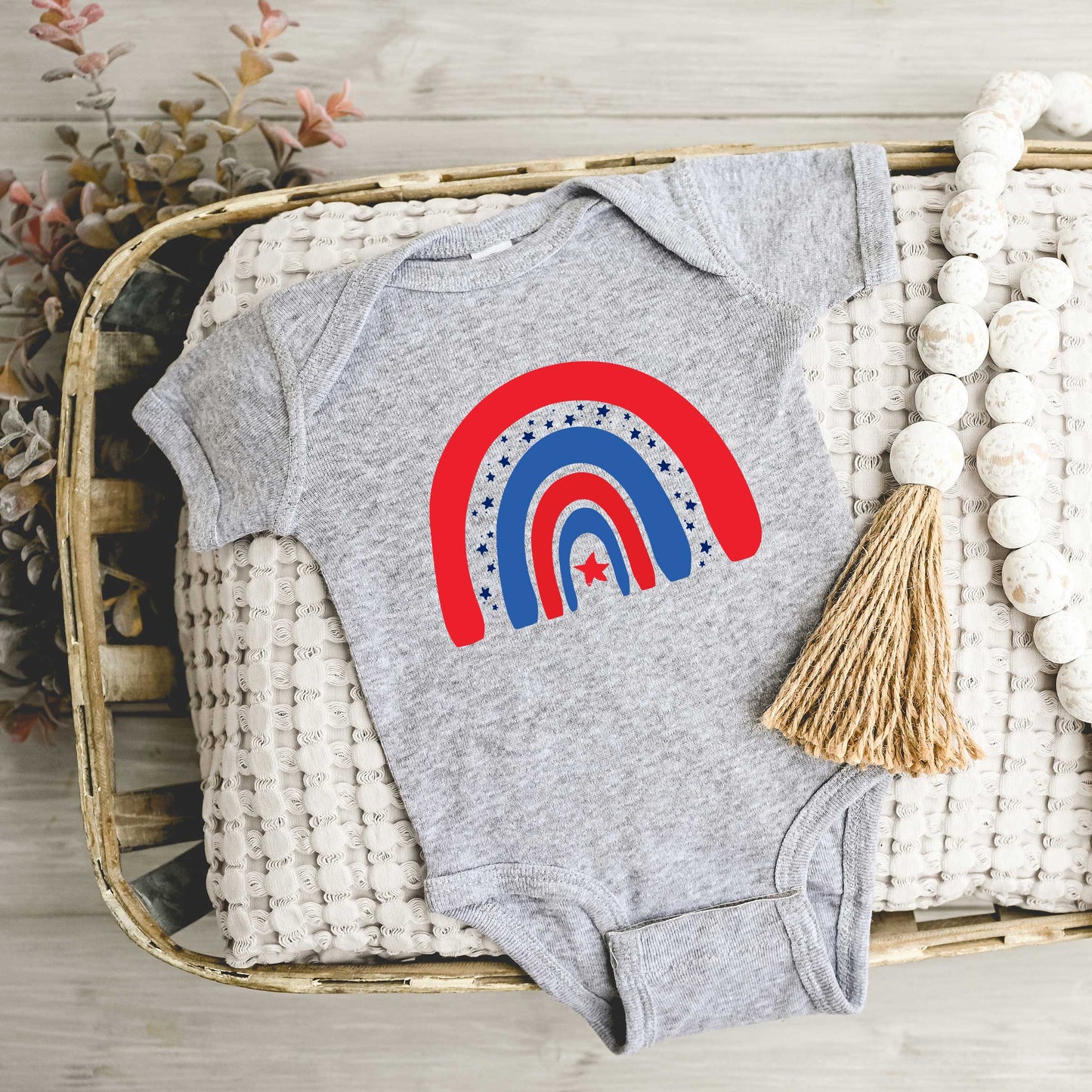 Patriotic Rainbow | Baby Graphic Short Sleeve Bodysuit