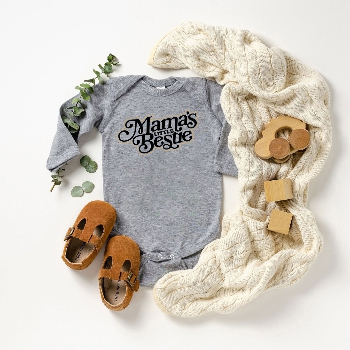 Mama's Little Bestie | Baby Graphic Long Sleeve Bodysuit