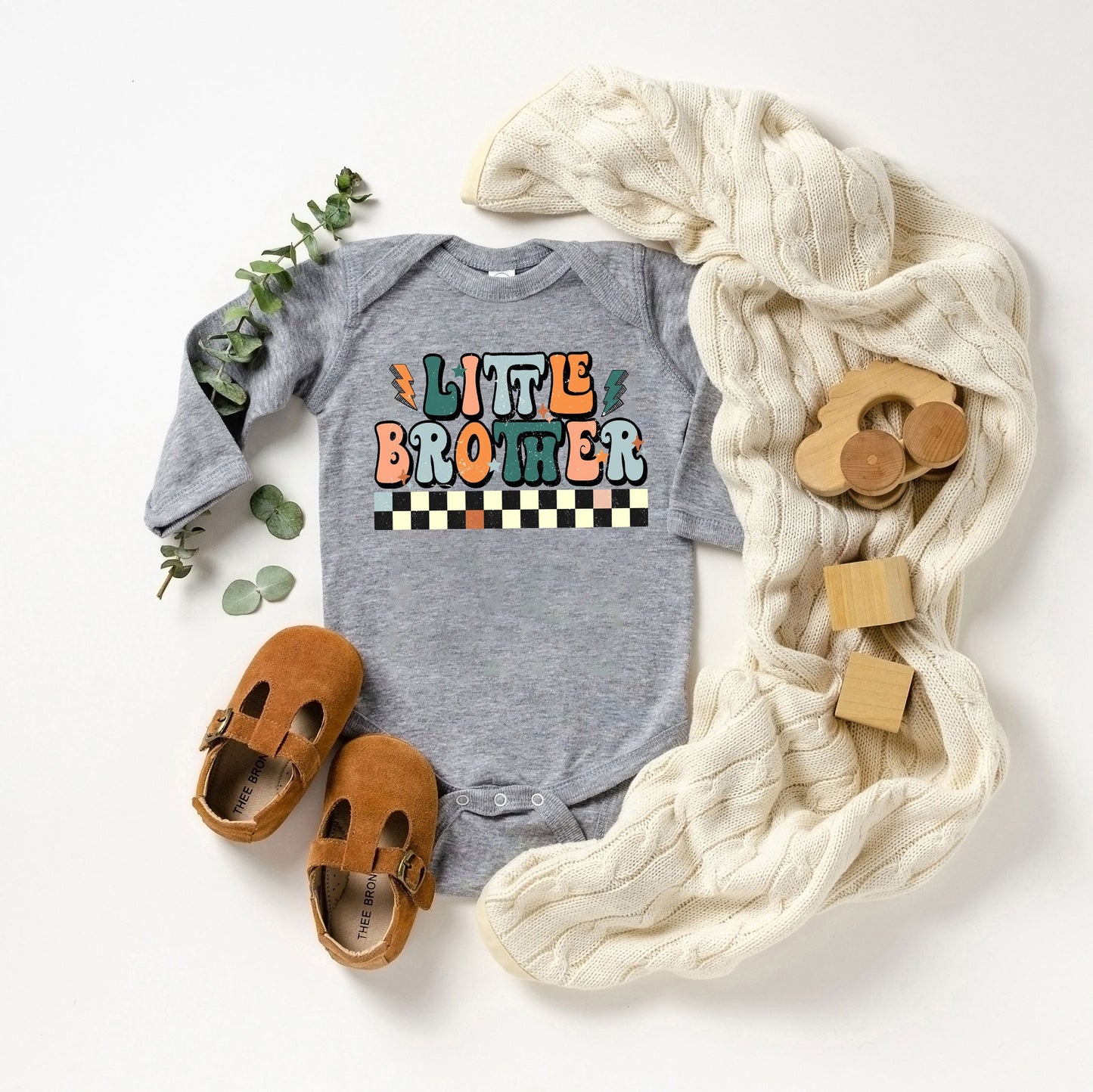 Little Brother Checkered | Baby Graphic Long Sleeve Bodysuit