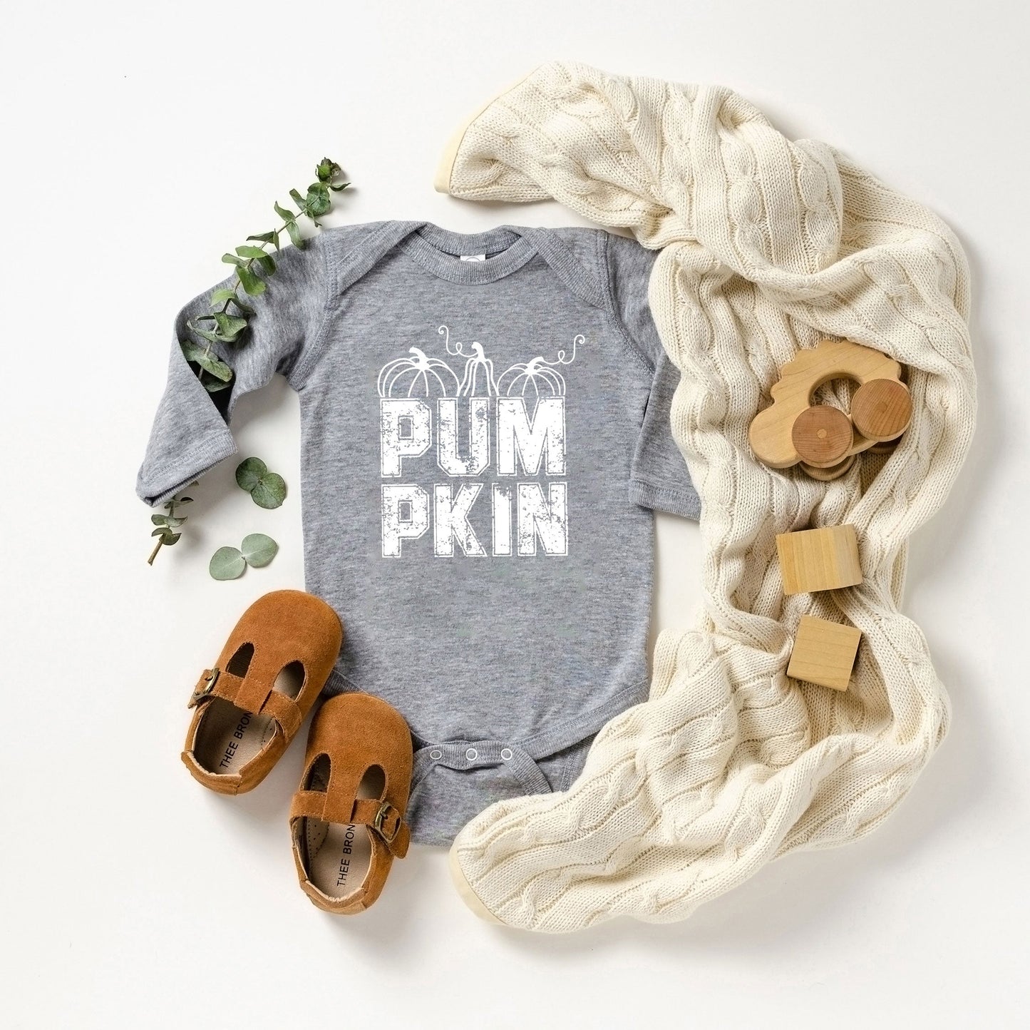 Pumpkin Distressed | Baby Graphic Long Sleeve Bodysuit