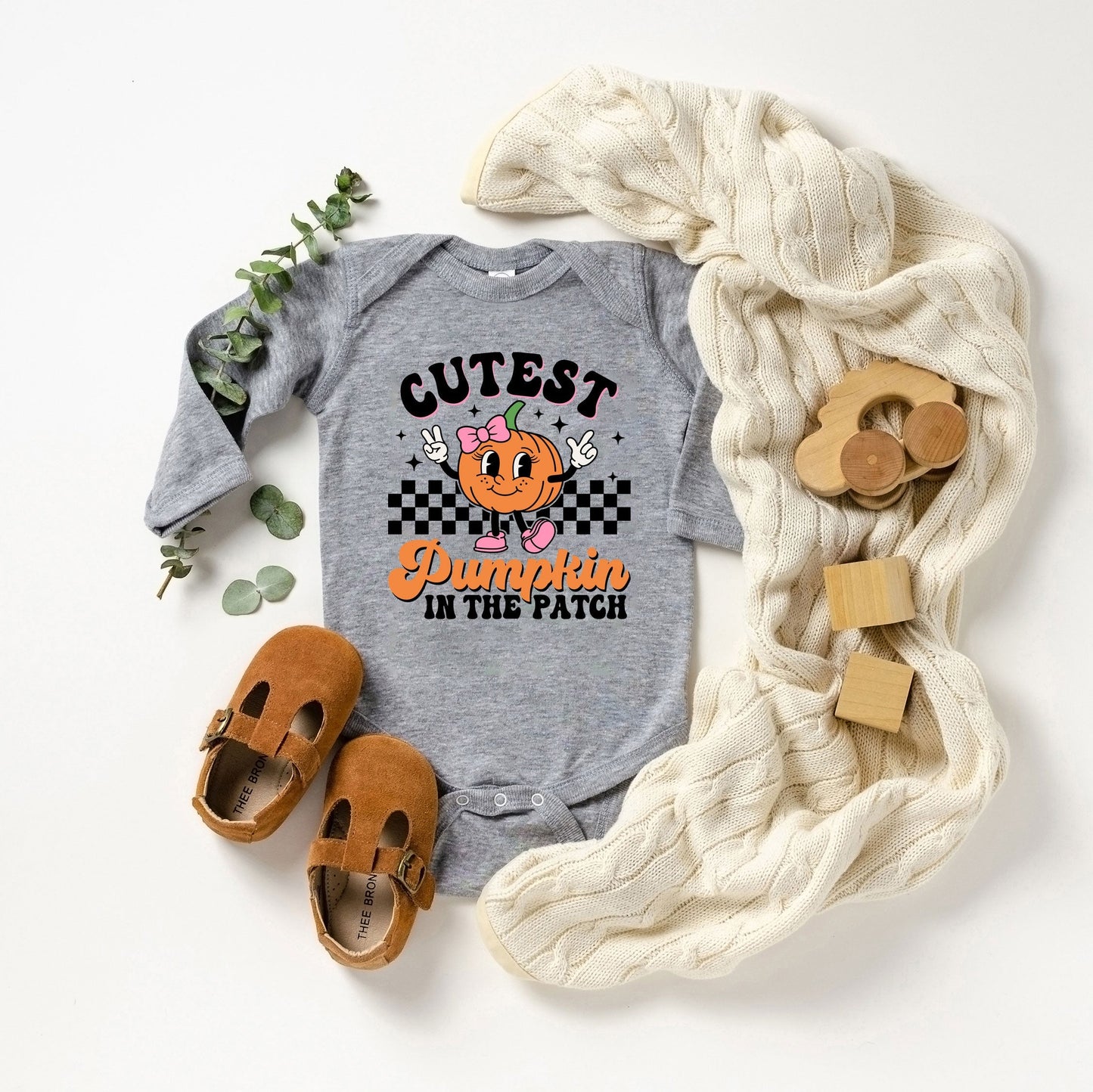 Cutest Pumpkin Checkered | Baby Graphic Long Sleeve Bodysuit