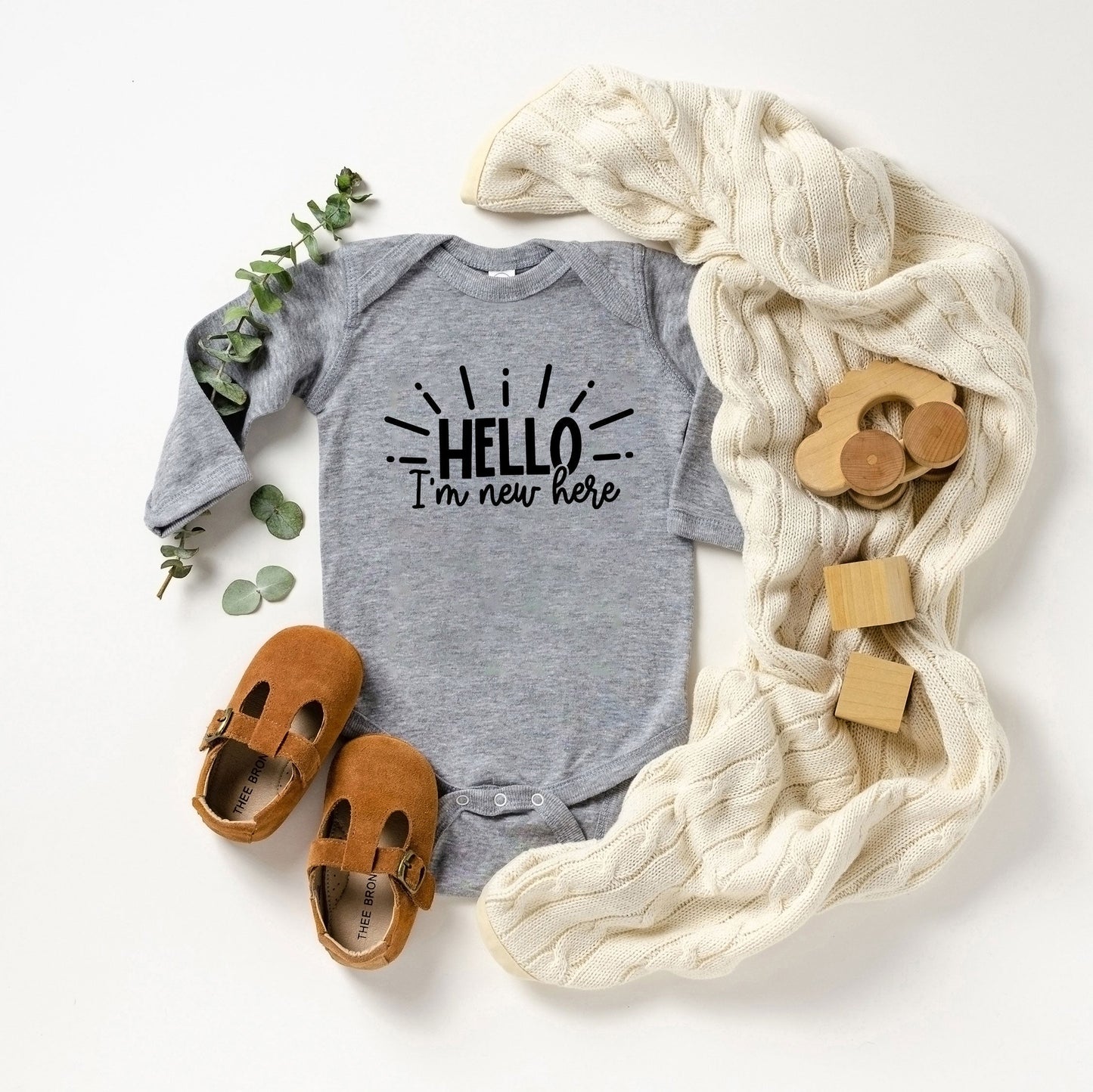 Hello I'm New Here Rays | Baby Long Sleeve Bodysuit