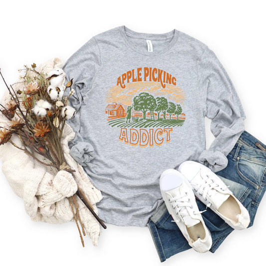 Apple Picking Addict | Long Sleeve Crew Neck