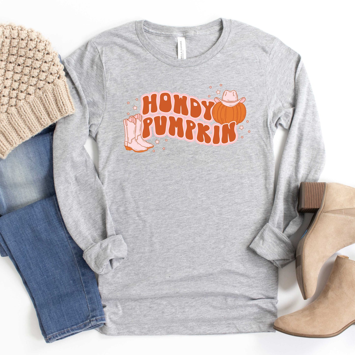 Howdy Pumpkin Boots | Long Sleeve Crew Neck