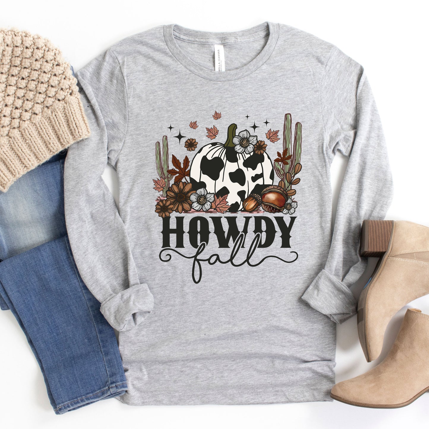 Howdy Fall Pumpkin |  Long Sleeve Crew Neck