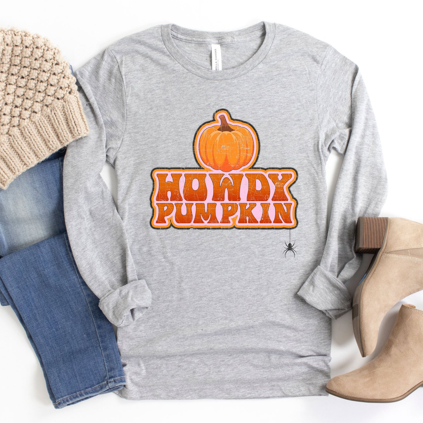 Howdy Pumpkin Stacked |  Long Sleeve Crew Neck