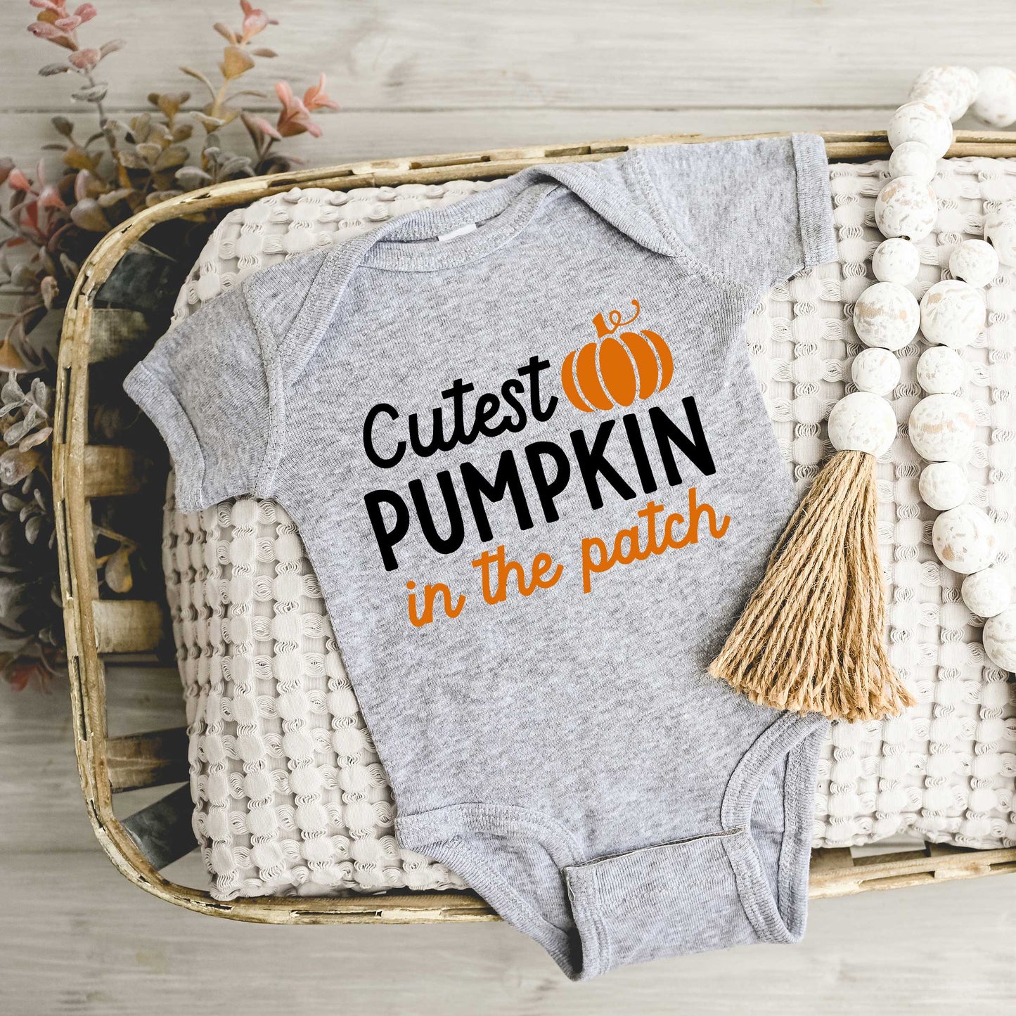 Cutest Pumpkin In The Patch Colorful | Baby Graphic Short Sleeve Bodysuit