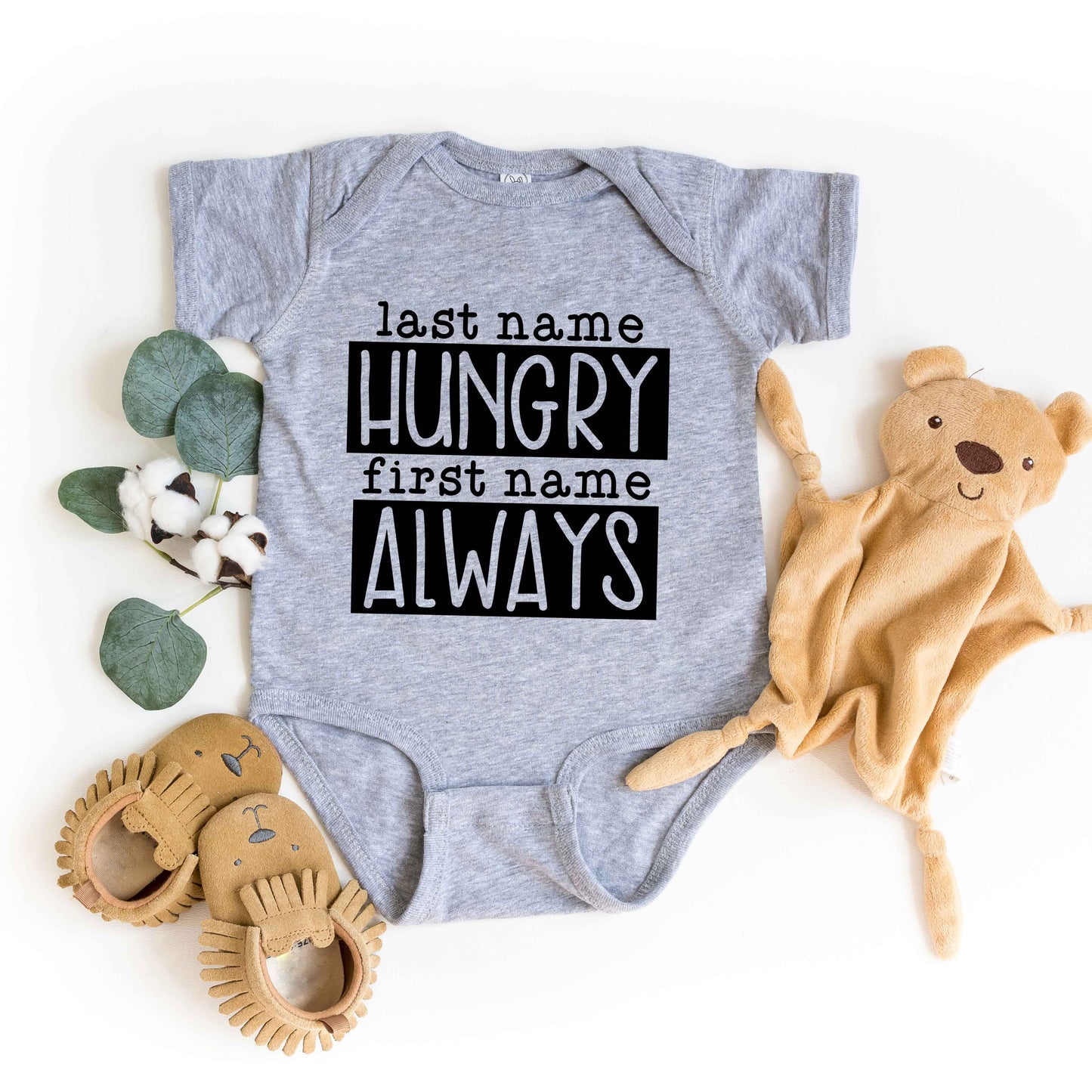Last Name Hungry | Baby Graphic Short Sleeve Bodysuit