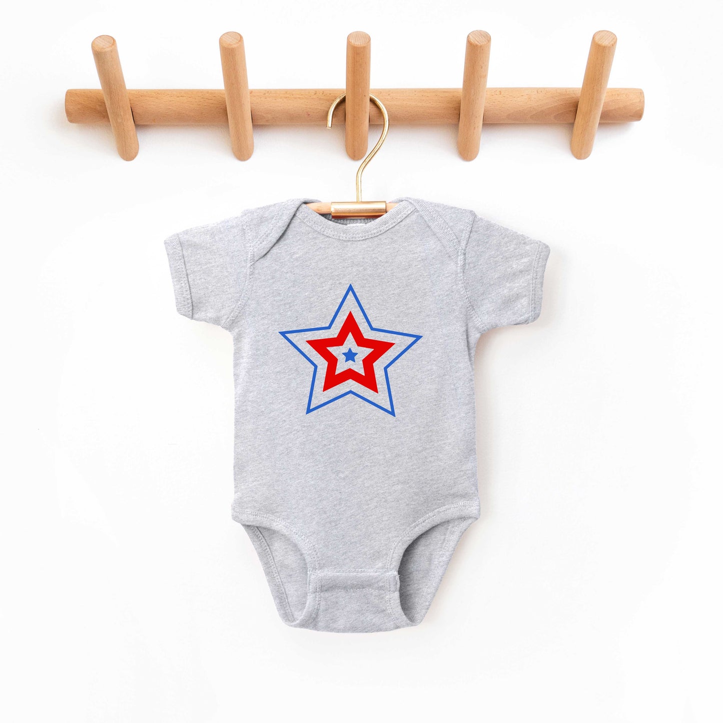 Patriotic Three Star | Baby Graphic Short Sleeve Bodysuit