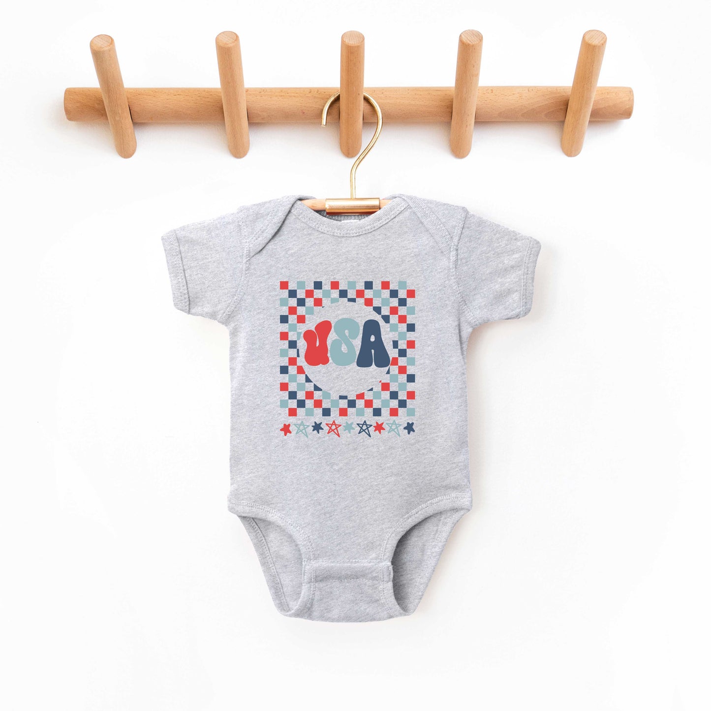 USA Checkerboard | Baby Graphic Short Sleeve Bodysuit