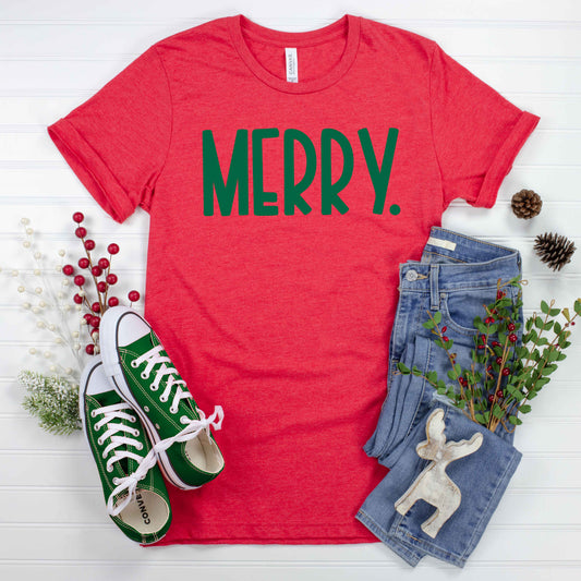 Merry Bold Word | Youth Graphic Short Sleeve Tee