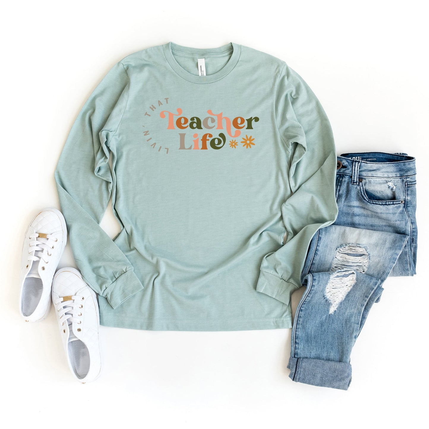 Teacher Life Colorful | Long Sleeve Graphic Tee