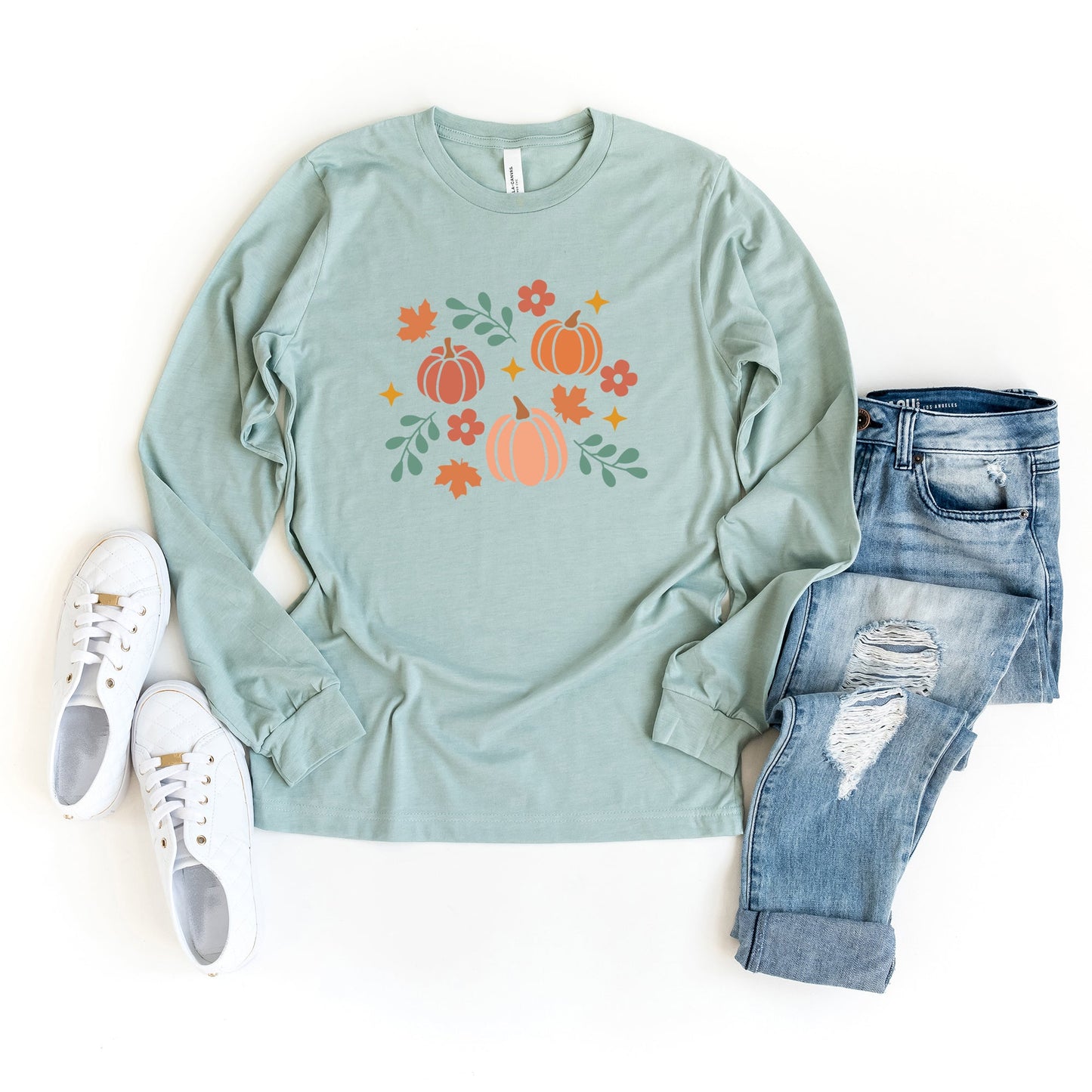 Pastel Pumpkins | Long Sleeve Crew Neck