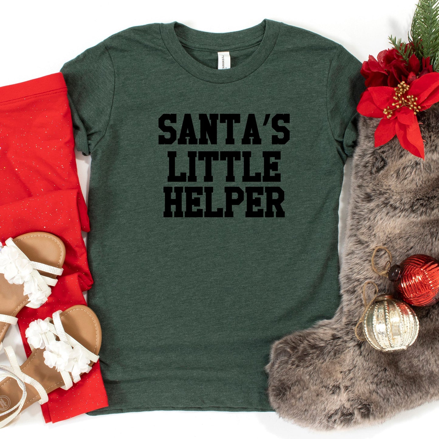 Santa's Little Helper Words | Youth Graphic Short Sleeve Tee