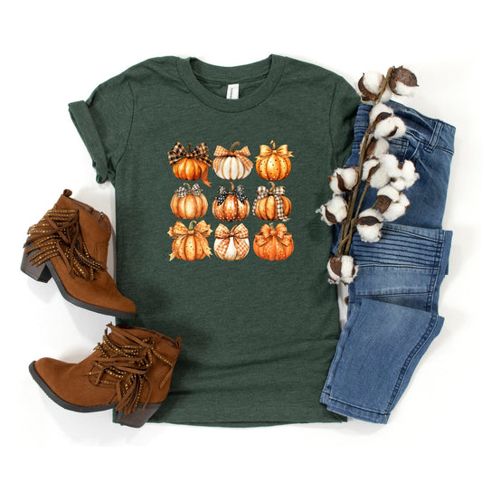 Coquette Fall Pumpkin Chart | Youth Graphic Short Sleeve Tee