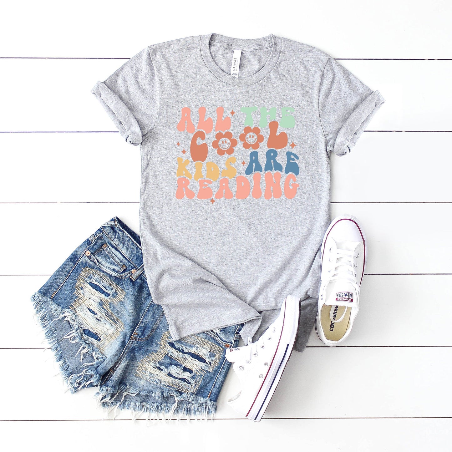 Cool Kids Are Reading Colorful | Short Sleeve Graphic Tee