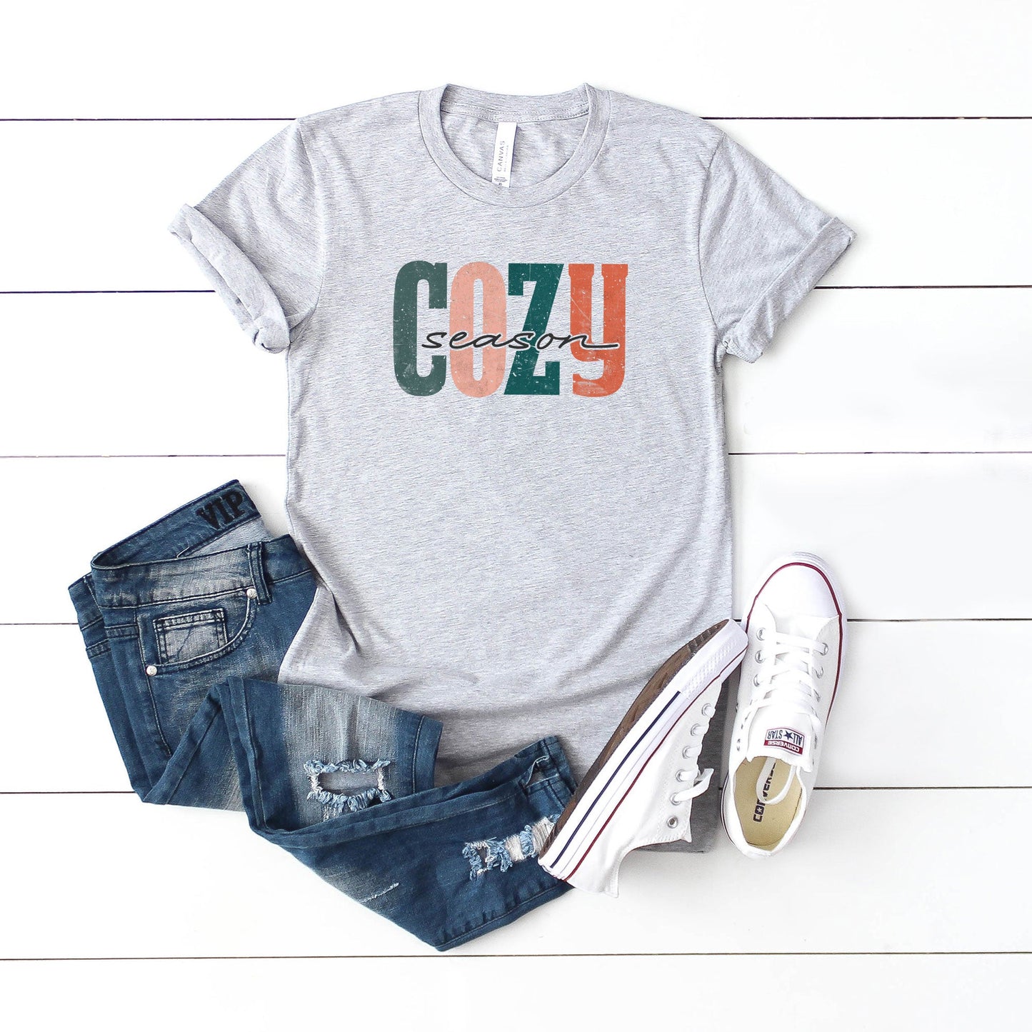 Retro Cozy Season Colorful | Short Sleeve Graphic Tee