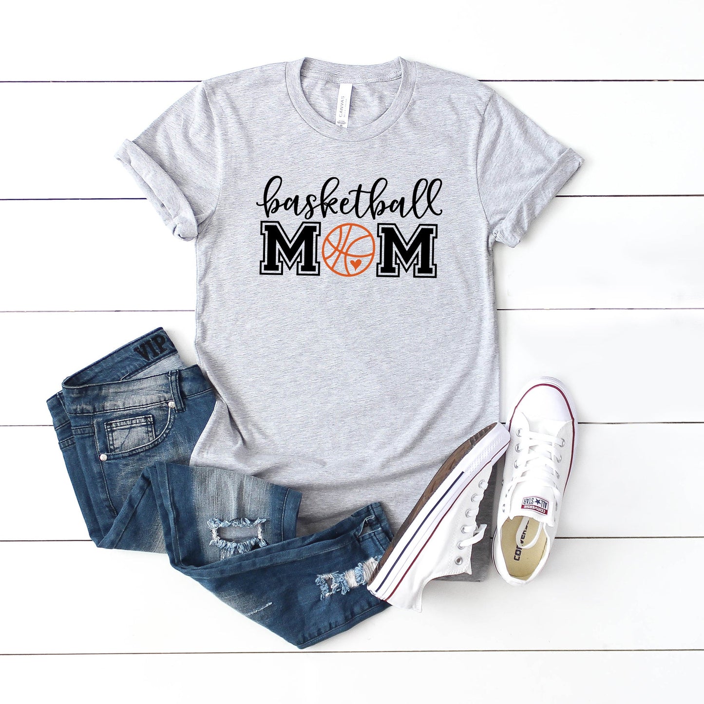 Basketball Mom With Ball | Short Sleeve Graphic Tee