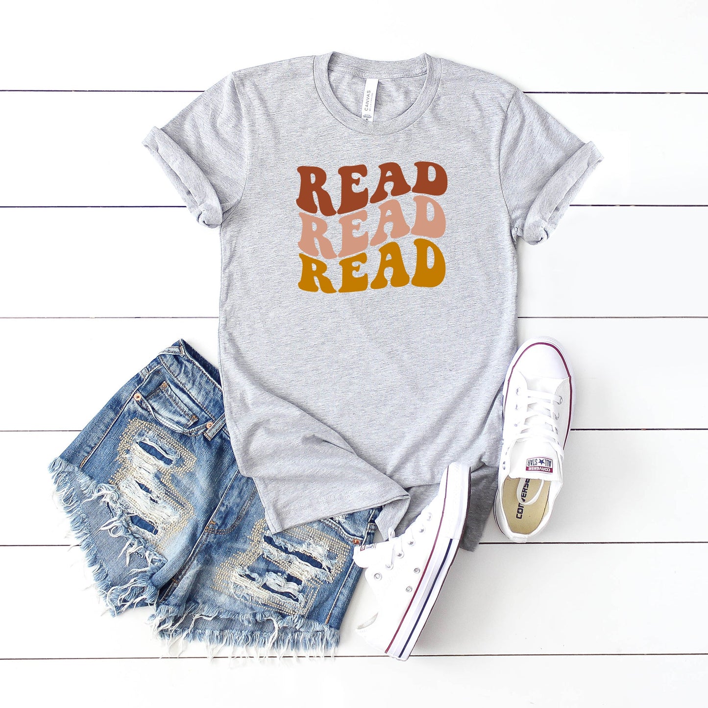 Reading Stacked Wavy Colorful | Short Sleeve Graphic Tee