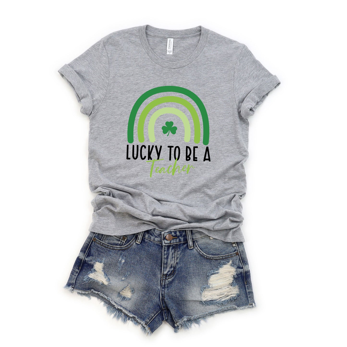 Lucky To Be A Teacher Solid Rainbow | Short Sleeve Graphic Tee | St. Patrick's