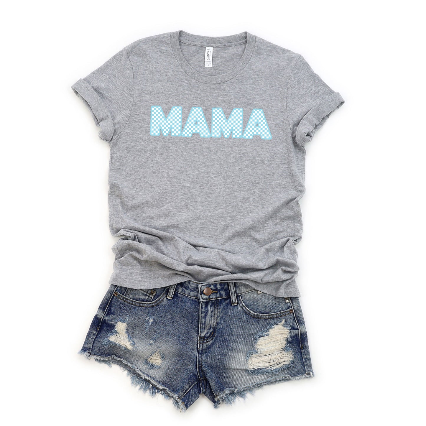 Blue Checkered Mama | Short Sleeve Graphic Tee