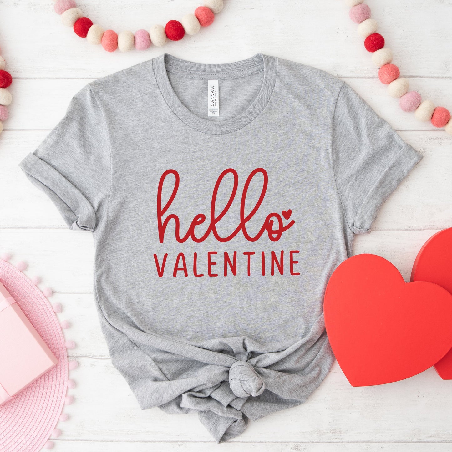 Hello Valentine Cursive | Short Sleeve Crew Neck