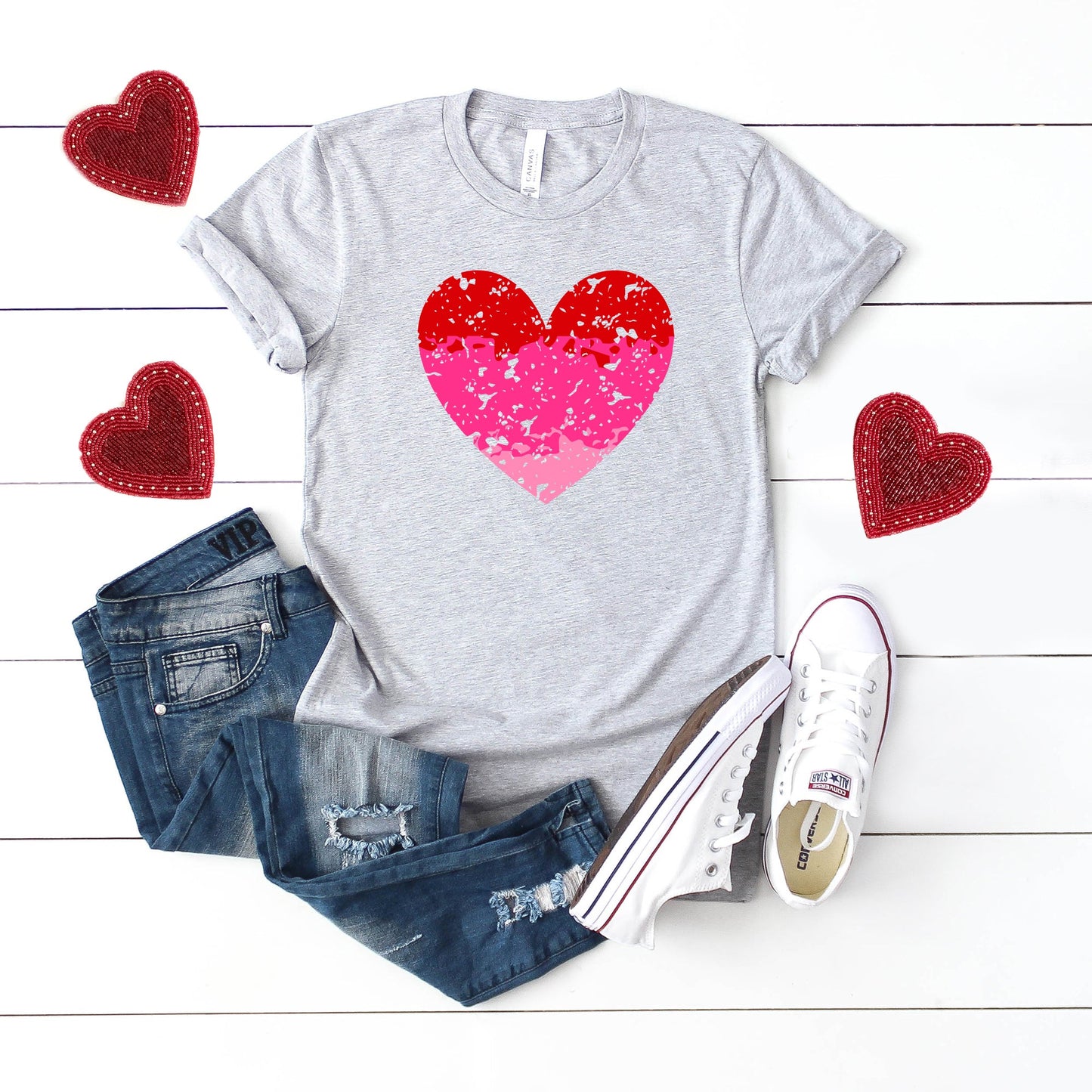 Heart Ombre | Short Sleeve Crew Neck