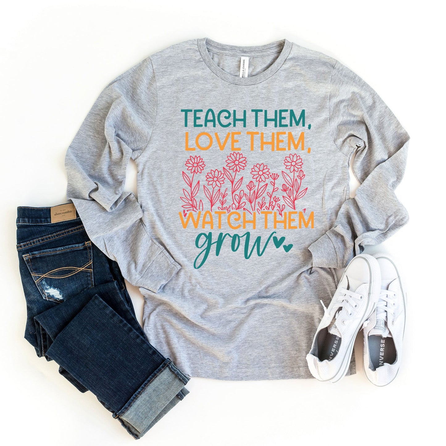 Watch Them Grow Flower Garden | Long Sleeve Crew Neck